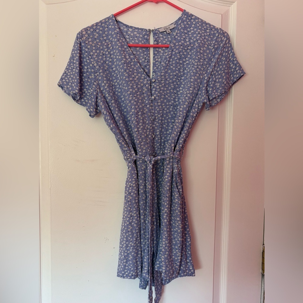 Blue Floral Button-Up Dress Romper